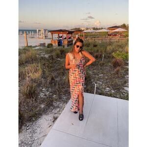 ZERO + MARIA CORNEJO Multicolor Chevron Jacquard Bias Alexia Maxi Dress sz 0